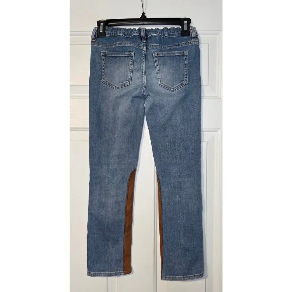 Gymboree Girls Suede Pieced Pull On Jeans denim‎ Size 10 Adjustable Waist